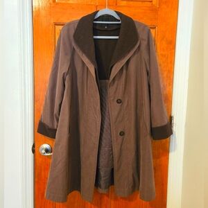 Gallery Brown Trench Coat with Dark Brown Collar